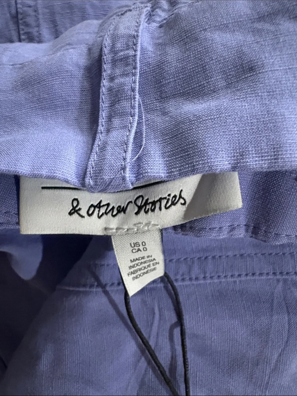 & Other Stories Wide-Leg Cargo Pants NWT Size 0 In Blue (Periwinkle/Purple) - Picture 12 of 13